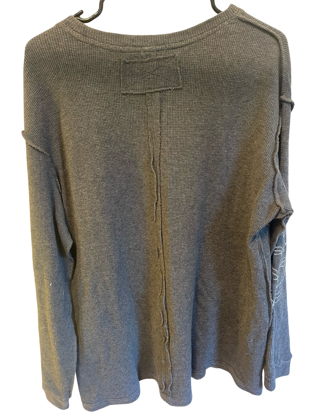 NATURAL LIFE Grey Crewneck Sweater with Cream Floral Embroidery - Picture 3 of 4